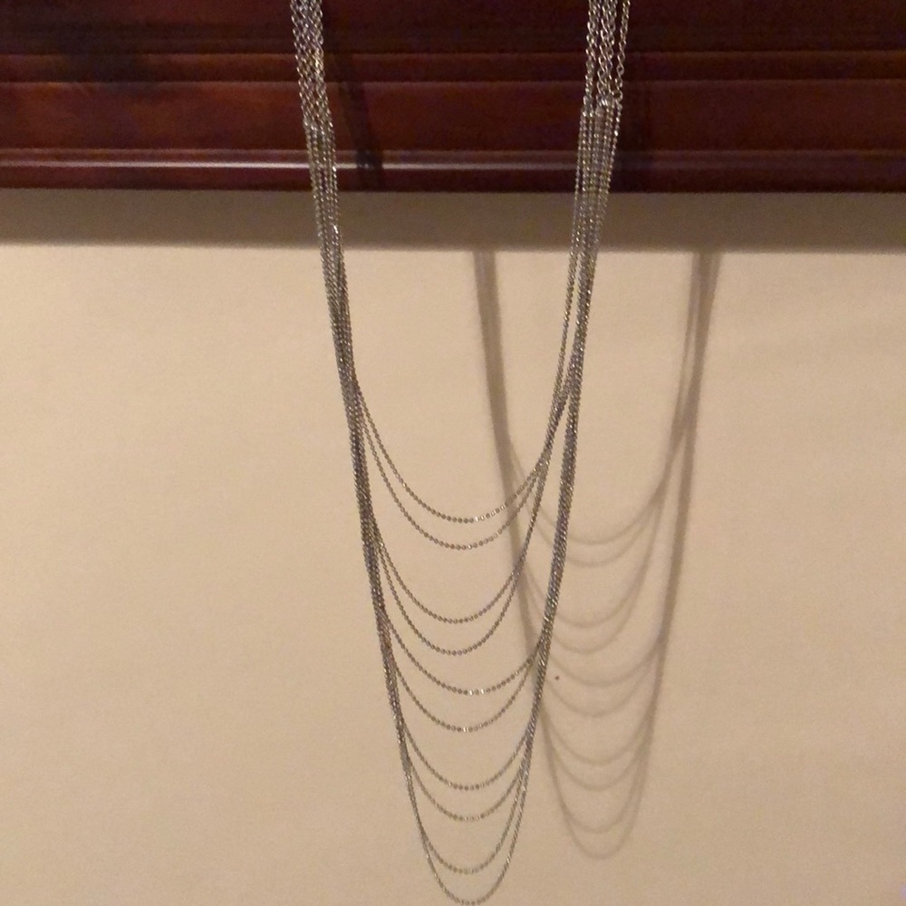 Silver multi chain layer necklace